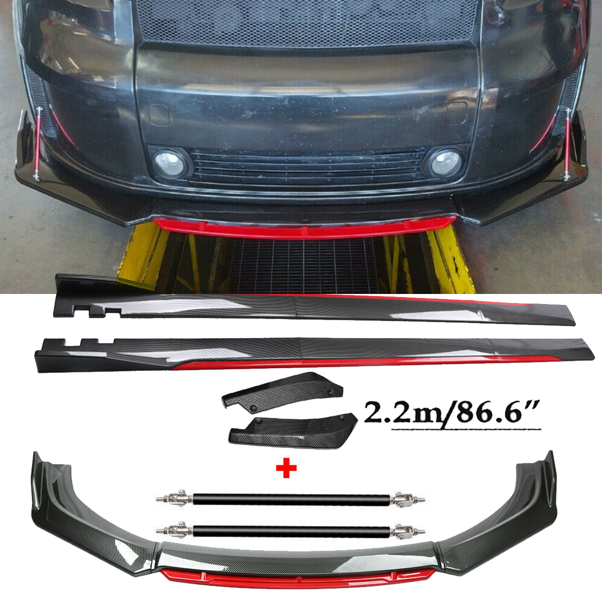 Front Lip Chin Bumper splitter Carbon Fiber Body Side Skirt For Scion tc xb