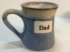DAD Tumbleweed Pottery Mug Cup Blue & Tan Stoneware Drip Speckled Glaze