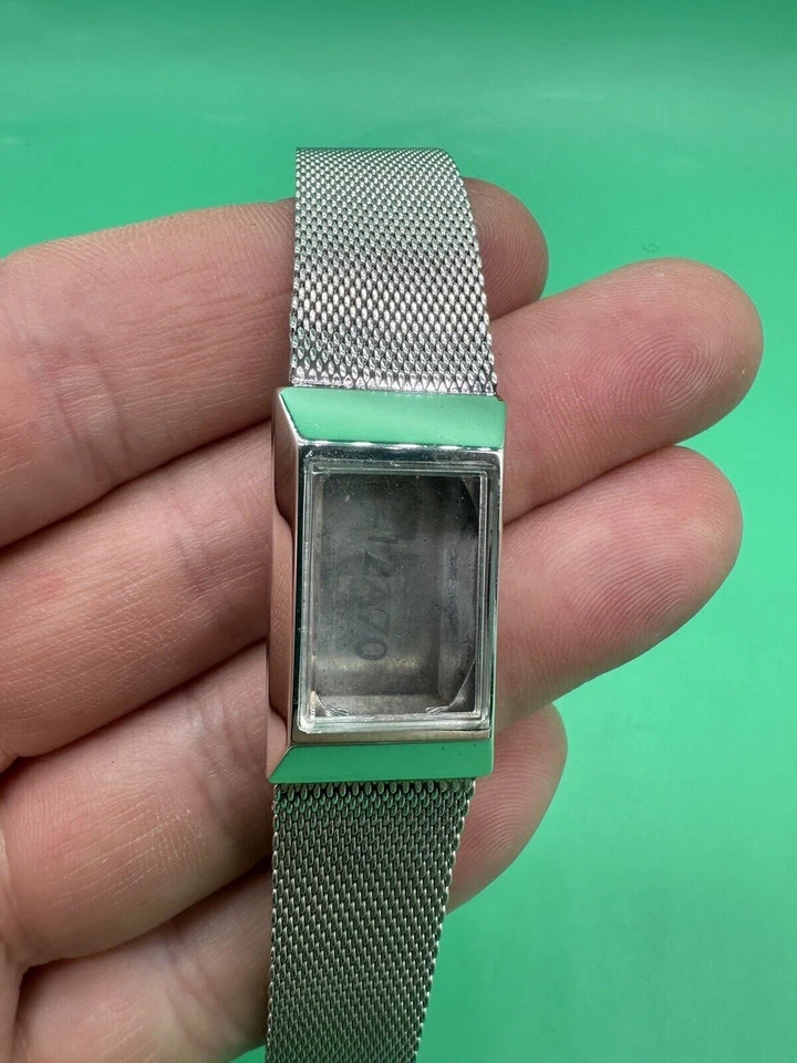Vintage Timex Mesh 10k White Gold Filled watch band With Case Mira-Flex USA NOS - image 4 of 4