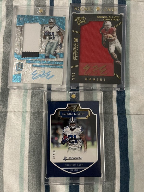 Ezekiel Elliott 3 Card rookie Auto lot Spectra #22/25!  #9/10! #79/99 Black Gold