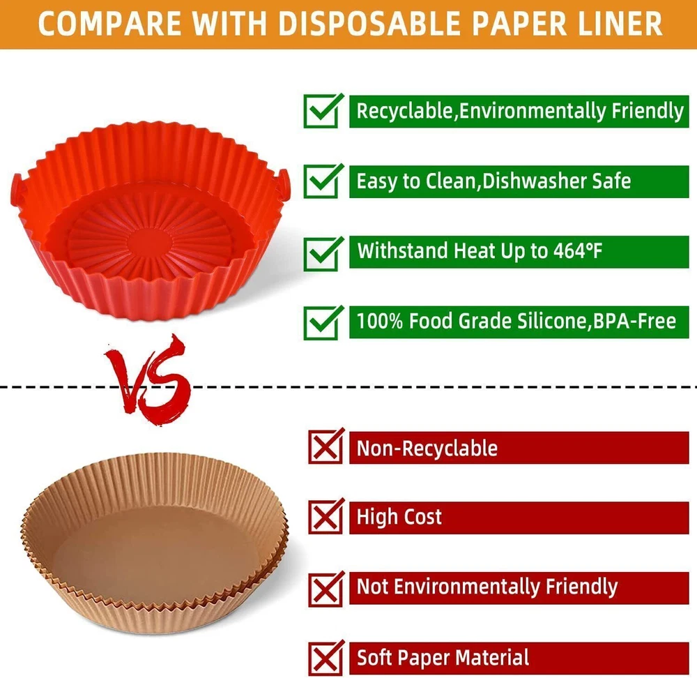 Air Fryer Silicone Pot Basket Liners Non-Stick Safe Oven Baking Tray Accessories Air Fryer Silicone Pot Basket Liners Non-Stick Safe Oven Baking Tray Accessories