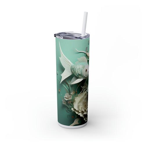 Elegante Vaso de Peces Koi, Taza de Viaje Diseño Acuático Floral, - Imagen 59 de 74