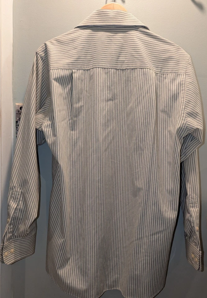Camisa Geoffrey Beene Talla M Manga Larga Marfil Rayas 15.5 34/35 Sin Arrugas Para Hombre Foto 4 de 4