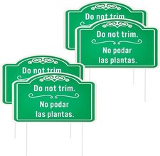 4pcs Do not Trim Yard Signs with Stakes, 9.84x5.91 Inch Corrugated M, green
