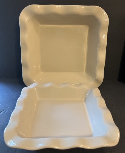 Serving Bowls White Ruffled 12.5” X 2.5” 10.5” X 2” Set Of 2 Table Decor Service - Picture 5 of 13