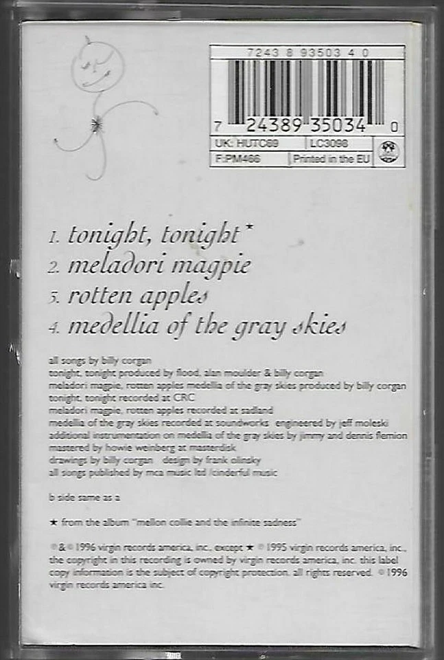 The Smashing Pumpkins Tonight, Tonight CASSETTE SINGLE ROCK Alternative Rock - Image 3 of 4