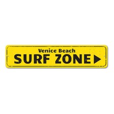 Surf Zone Sign, Personalized Beach Location Sign, Beach Metal Decor Sign