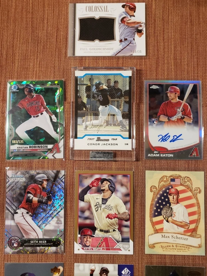 Tarjetas de béisbol Diamondbacks Seth Beer Marte Scherzer Eaton AU Goldschmidt/25 Foto 3 de 4