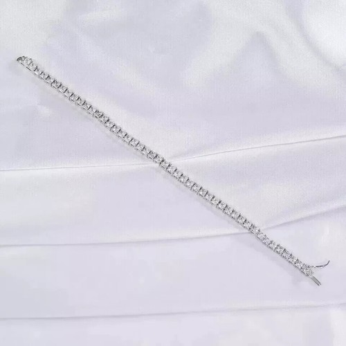 15Ct Princess Cut Lab-Created Diamond Tennis Bracelet 14K White Gold FN Silver - Picture 3 of 6