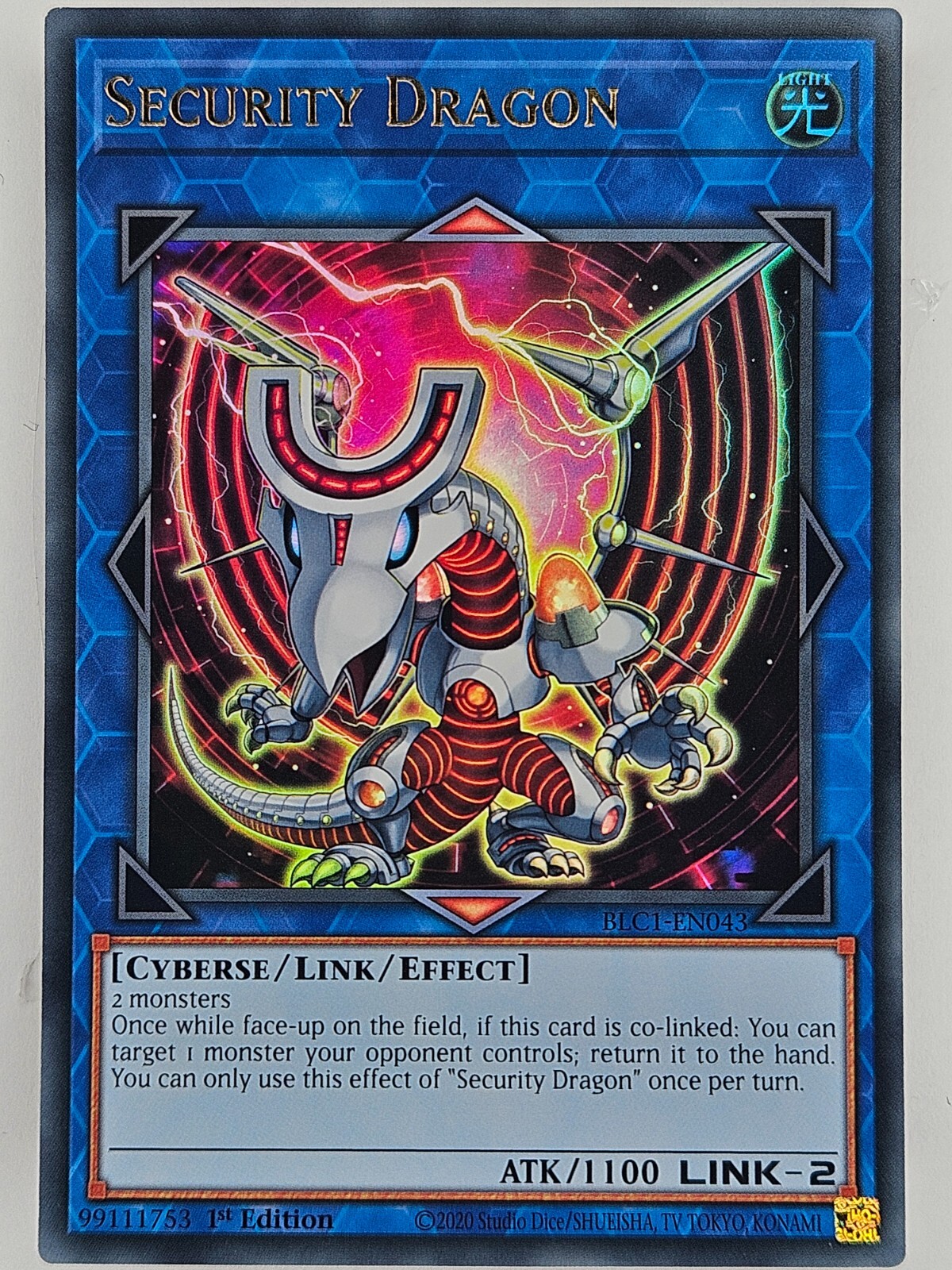 Yu Gi Oh BLC1-EN043 Security Dragon Gold Ultra Rare Collectible Card