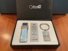 NIB COLIBRI OF LONDON LIGHTER KEY CHAIN GENUINE DIAMOND ACCENTED MONOGRAMMED
