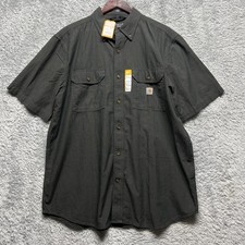 Carhartt Shirt Mens Large Gray Loose Fit Midweight Chambray Short Sleeve