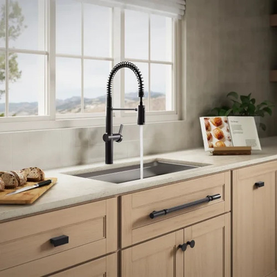 #ad Kohler Haku R38475 BL Semi Professional Pull down Kitchen Faucet Matte Black $139.90
