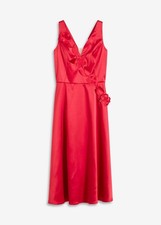 Midikleid aus glänzendem Satin Gr. 36 Dunkelrot Midi-Dress Abendkleid Neu*