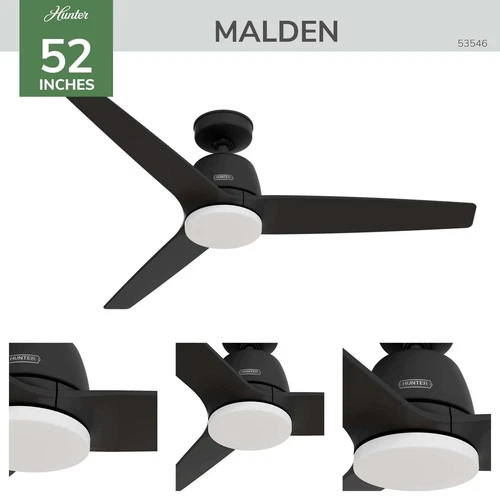 Hunter + Jasmine Roth 52 Malden Ceiling Fan W/ LED Light, Remote - Casual, - - Picture 5 of 24