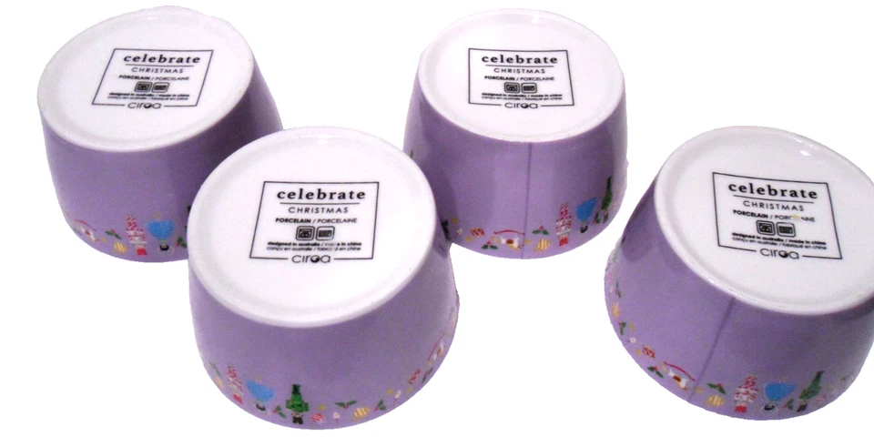 Ciroa Pastel Púrpura Lavanda Navidad Cascanueces Cerámica Tidbit Cuencos Juego de 4 Foto 2 de 4