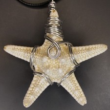 Jewelry Wire Wrapped White Starfish Hand Made Freeform Pendant Necklace Gift