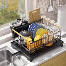 Dish Rack with Drainboard Large Capacity Anti-Rust Kitchen Counter Organizer