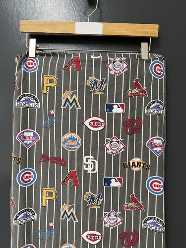 POTTERY BARN Teen MLB Major League Baseball Twin Flat Sheet Gray 100% Cotton - Picture 2 of 5