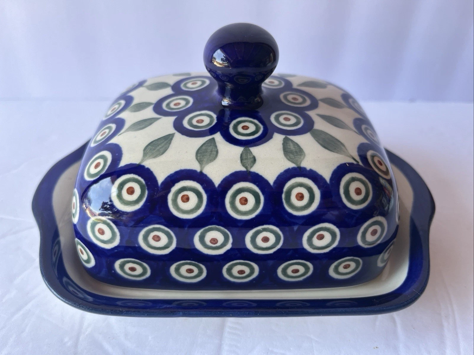 Boleslawiec Polish Pottery Covered Butter Dish Made in Poland