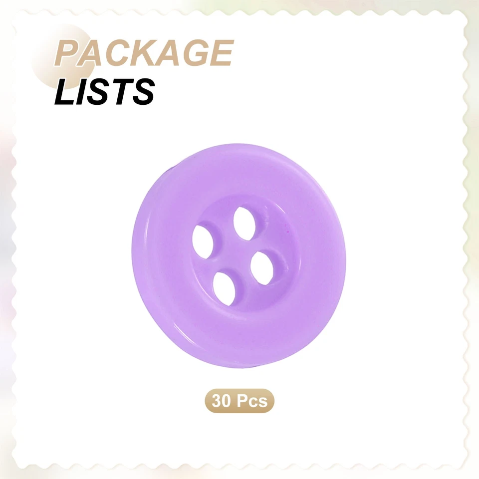 30 botones de costura 18L 15/32" resina redondos planos 4 agujeros botones artesanales, púrpura Foto 3 de 4