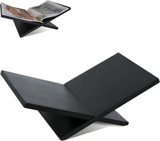 Solid Wood Book Stand Reading  Display Foldable Frame Black Oak Wooden Book