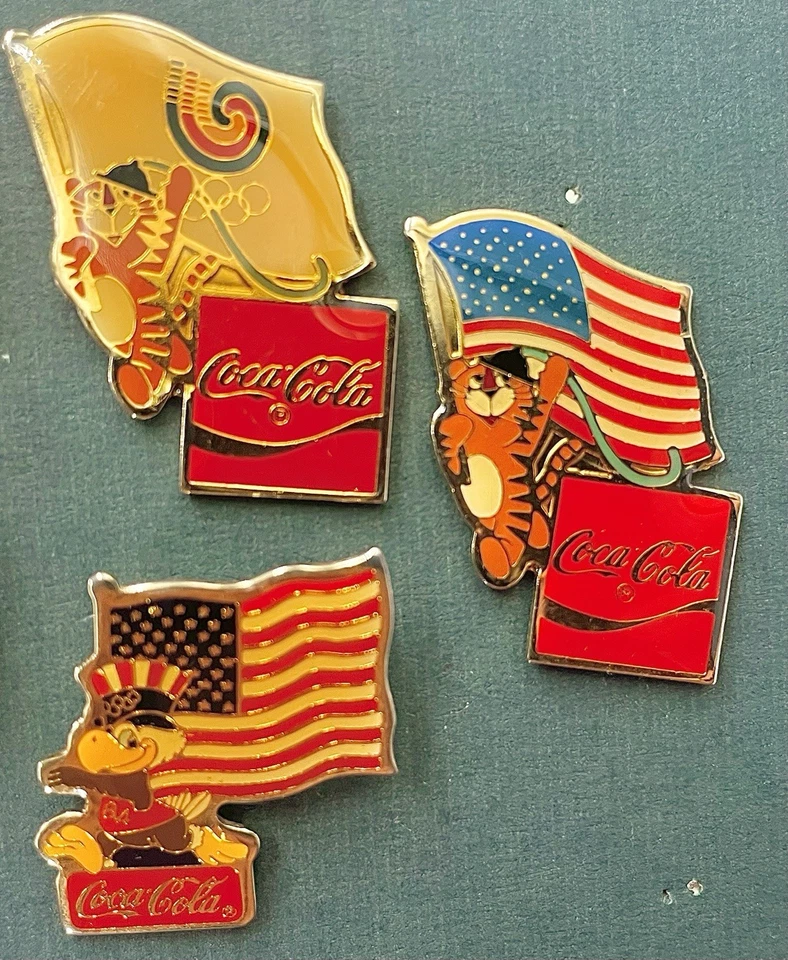 Coca-Cola Vintage 1980's Olympic Pins - Mexico, Seoul, USA - 5 Total - NEW - Image 3 of 4