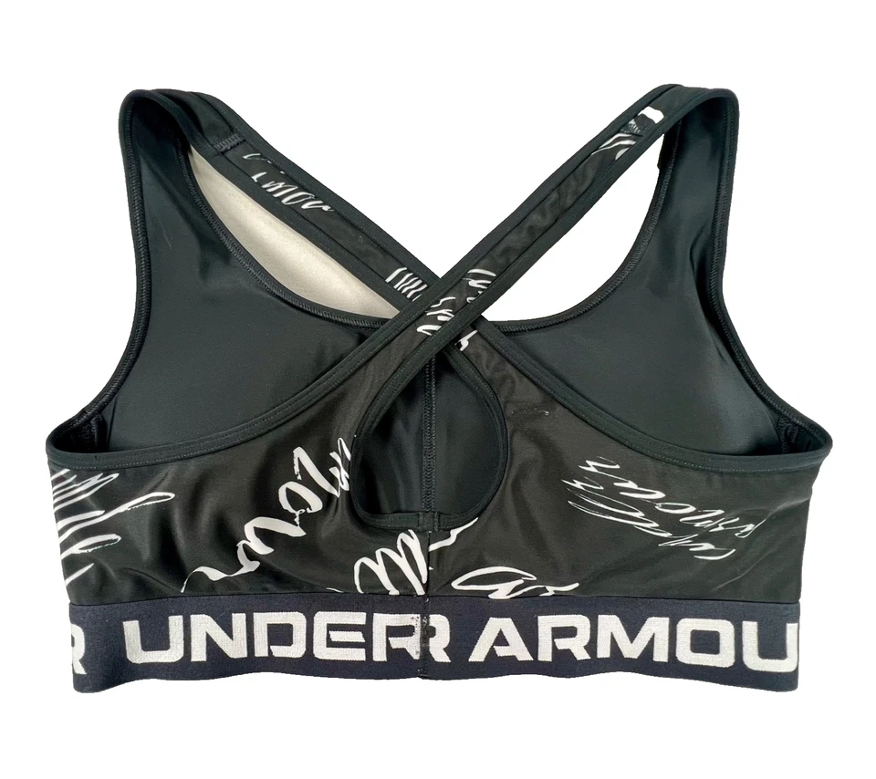 Sutiã esportivo Under Armour Racerback preto com estampa de script UA (m feminino) - Imagem 2 de 4