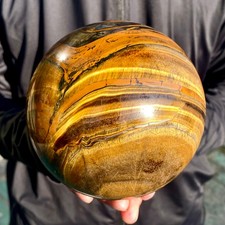 5.15LB Natural Tiger's eye stone quartz Sphere crystal ball rock Healing