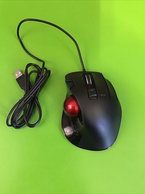 Elecom EX-G Wired 6-button Ergonomic USB Trackball Mouse Blk Tested Works Great