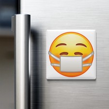 Face With Medical Mask Emoji Fridge Magnet 2x2 Made in USA