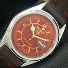 VINTAGE REFURBISHED SEIKO 5 AUTOMATIC 6309A JAPAN MENS RED DIAL WATCH a443347-1