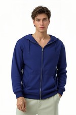 Zip Up Hoodie Mens Fleece Plain Zipper Hooded Sweatshirt Polyester Zipped Jumper
