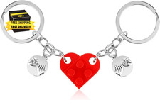 2Pcs Matching Couple Heart Keychain Gifts for Boyfriend Girlfriend Romantic, Bes