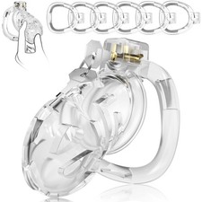 Male Chastity Cage - Soft Silicone Cock Cage with 6 Adjustable Rings, Lightwe...