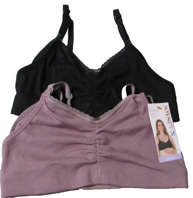 Joyspun 2 Pack Nursing Bralette Wirefree Clips Maternity L 36/38 B C Mauve Black