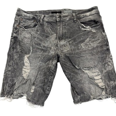 Aeropostale Shorts Mens 34 Gray Acid Wash Distressed Cut Off Bermuda 11 Inseam