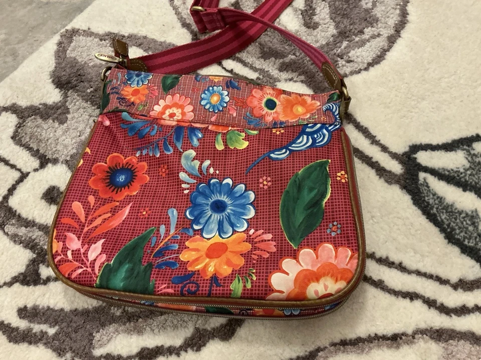 Vintage Oilily Cross Body Pink / Red Patterned Bag - Image 2 of 4