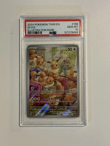 2024 POKEMON TWM EN-TWILIGHT MASQUERADE ILLUSTRATION RARE #188 EEVEE PSA 10