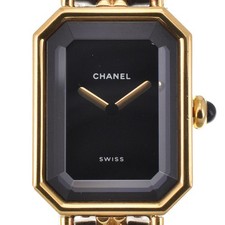 CHANEL Premiere S H0001 Gold Plated / Leather Quartz Ladies Watch G#144725