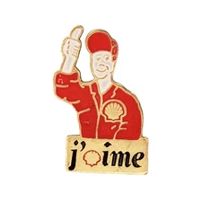 Vintage Shell Oil J’aime Employee Uniform Lapel Pin Gas Station Attendant