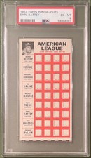 1967 TOPPS PUNCH-OUTS EARL BATTEY PSA 6 MINNESOTA TWINS TEST ISSUE