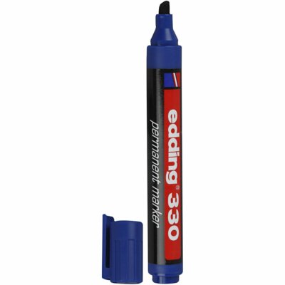 10x Permanentmarker edding  330, Keilspitze, Strichstärke 1-5mm, wasserfest,blau