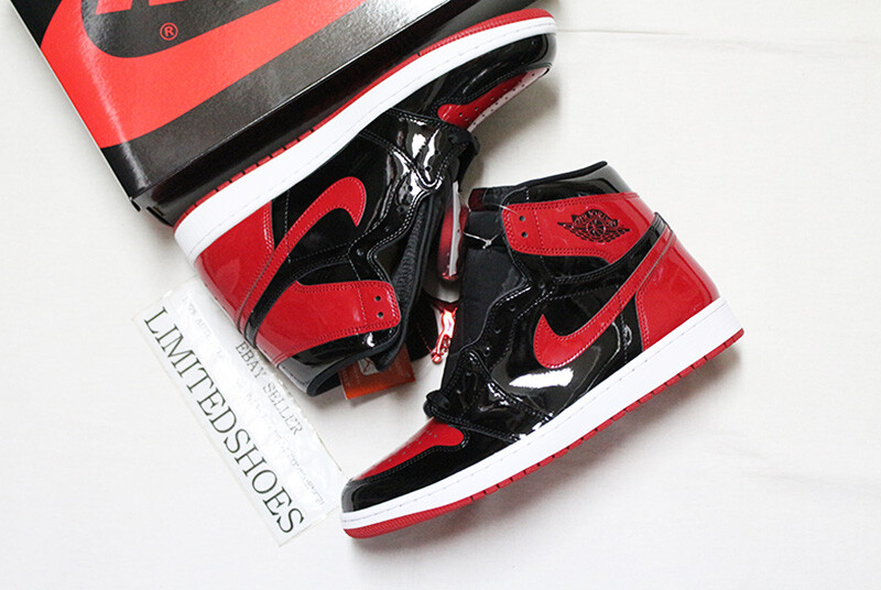 NIKE AIR JORDAN 1 RETRO HIGH OG PATENT BRED BLACK RED 555088