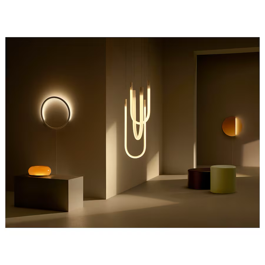 IKEA VARMBLIXT Donut LED Table/Wall Lamp, Orange Glass, 12