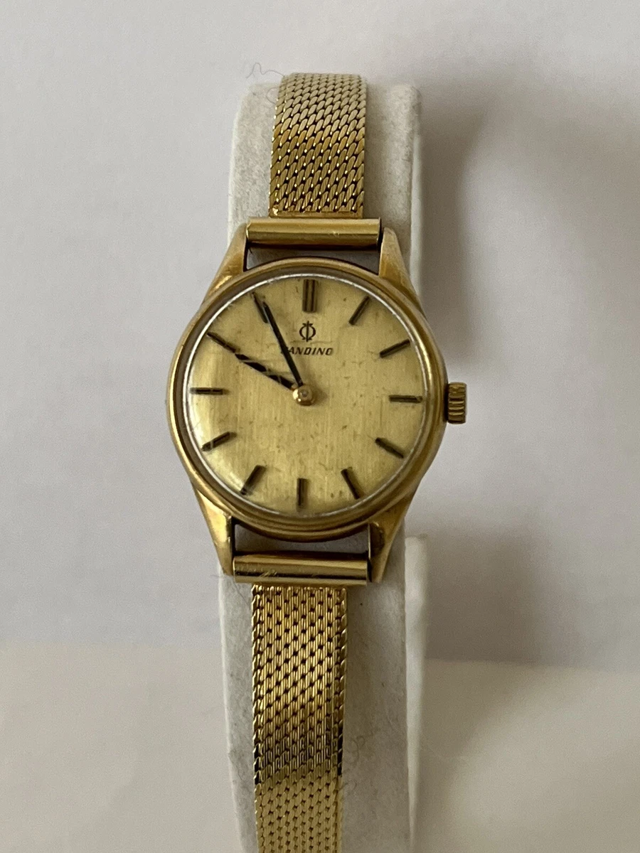 Vintage Classic Solid 14k Gold CANDINO Manual Wind Watch With Mesh Band  Works