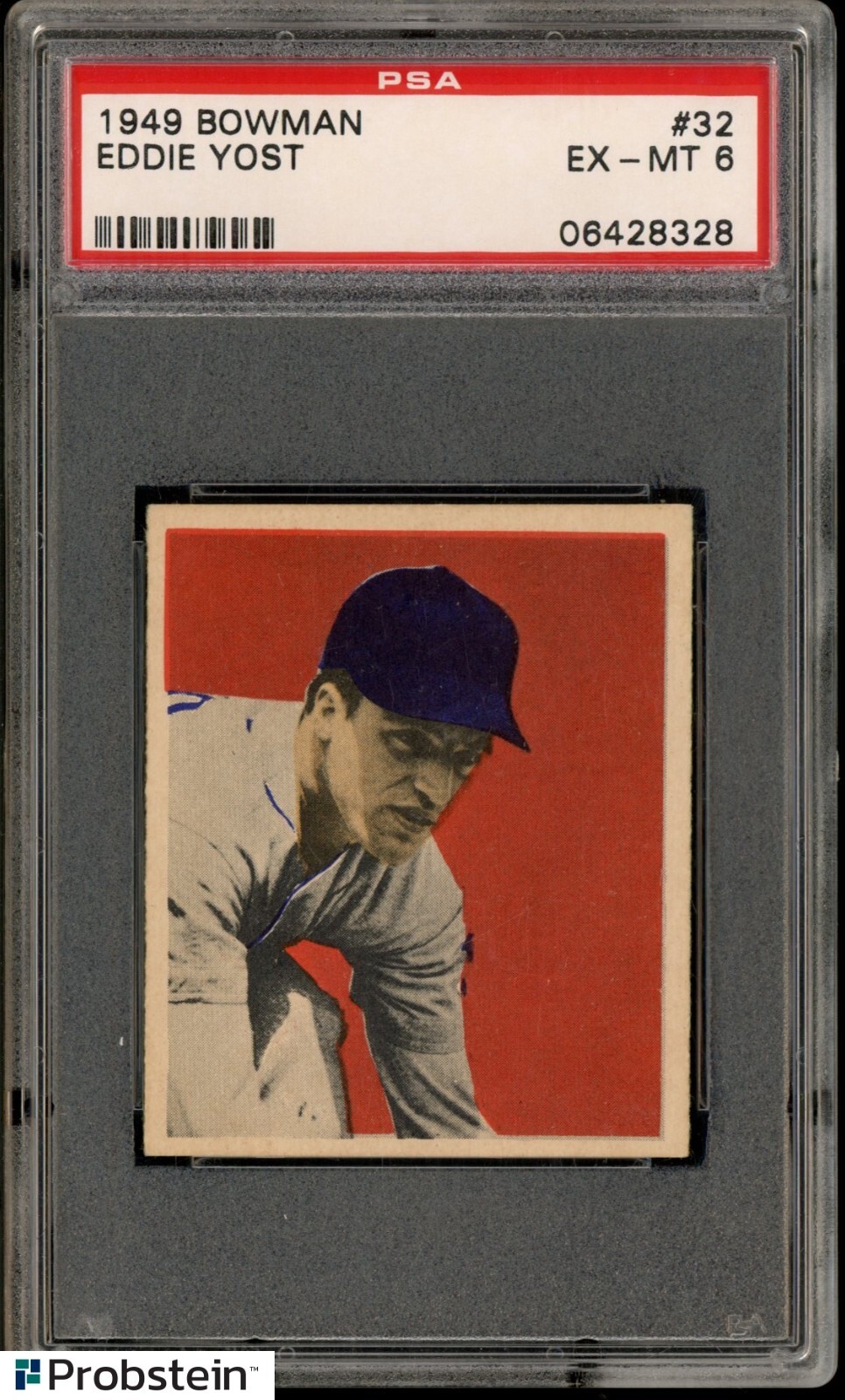 1949 Bowman Eddie Yost Washington Senators Baseball Card #32 PSA EX-MT 6 Sharp!