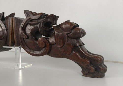 Antique Pair Corbels Hand Carved Wood Architectural reclaimed Salvaged Baroque - Picture 5 of 9