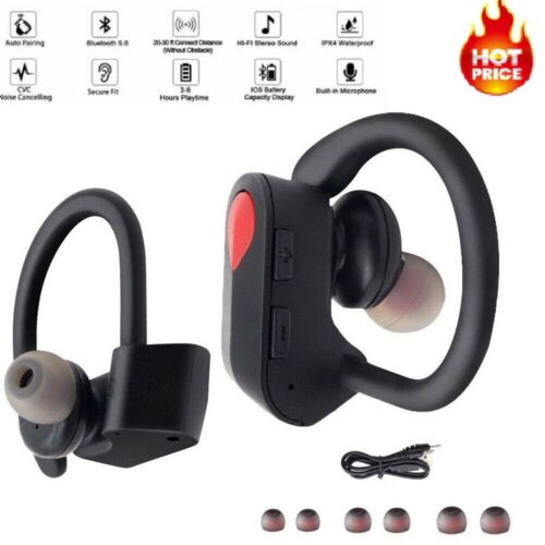 Bluetooth Headset 5.0 TWS Wireless Earphones Earbuds Headphones Stereo Ear Hook - Afbeelding 1 van 14