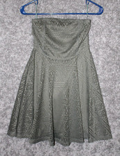 Express Womens XS Strapless Lace Crochet Olive Green Mini Dress